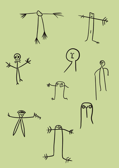 Ancient greek, Roman and egyptian graffiti showing humans