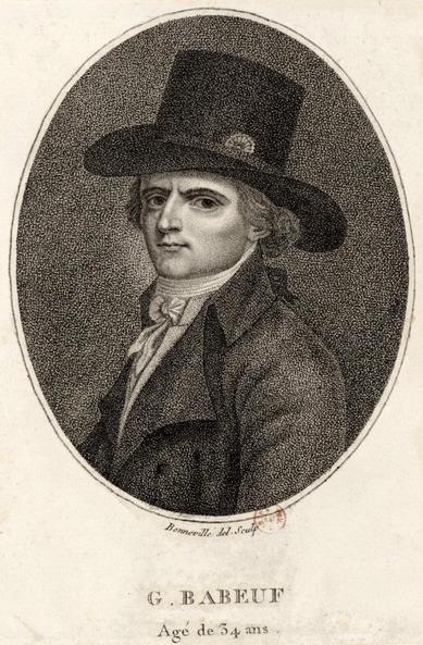 Portrait of a young Babeuf, in a top hat. By François Bonneville - This file comes from Gallica Digital Library and is available under the digital ID btv1b84127115, Public Domain, https://commons.wikimedia.org/w/index.php?curid=1420443