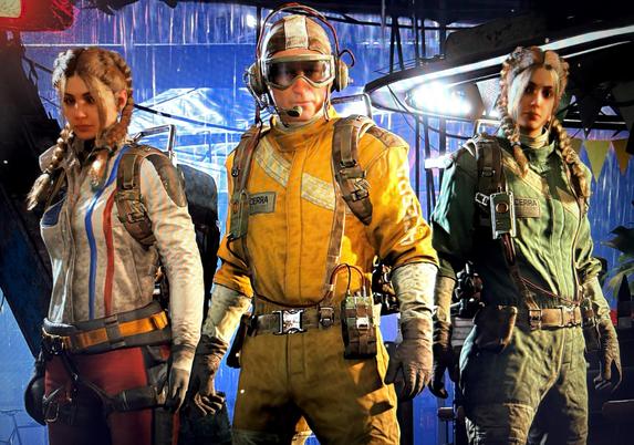 Screenshot mit drei Playern, Typ in der Mitte, zwei Frauen mit Pipi-Langstrumpf-Zöpfen an den Seiten