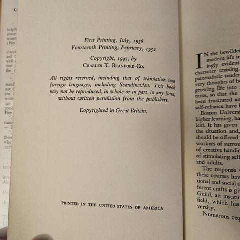 First Printing, July, 1936 Fourteenth Printing, February, 1952
Copyright, 1947, by CharleS T. BranFord Co.
AIl rights reserved, including that of translation into foreign anguages, including Scandinavian. This book may not be reproduced, in whole or in part, in any form, without written permission from the publishers.
Copyrighted in Great Britain.

PRINTED IN THE U IGHTED STATES OF AMERICA
