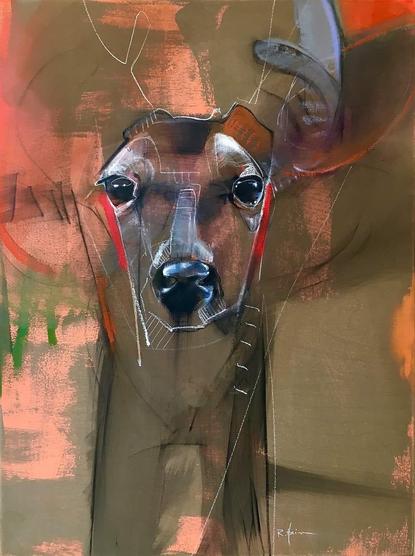 Tableau de Rebecca Suzanne Haines, portrait de chevreuil