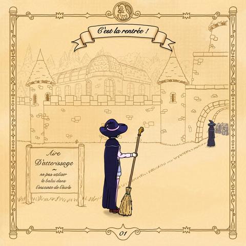 Noémie Lafleur est devant l'entrée principale de l'Académie, au niveau de l'aire d'atterrissage pour balais (leur utilisation est interdite dans l'école elle-même). Au loin les élèves commence à s'attrouper dans la cours, prêt pour cette nouvelle rentrée.