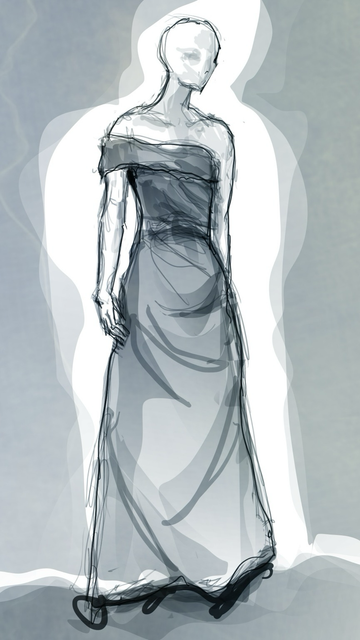 A mannequin in a long formal dress