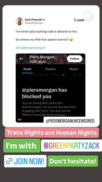 #PiersMorgan blocked Zack on social media after the interview about #TransRights
