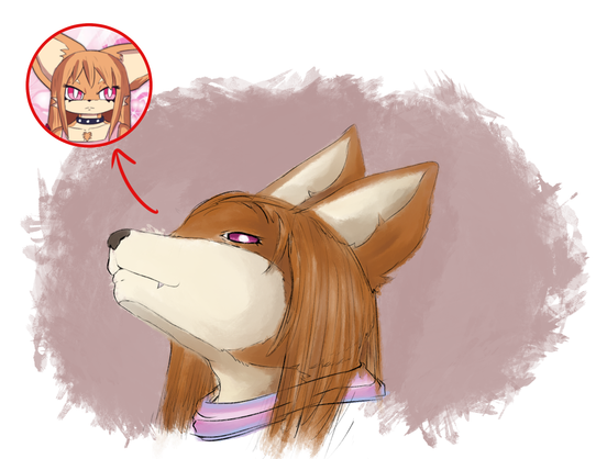 funny interpretation of my sona in semi realistic art style doing the head angle meme thing