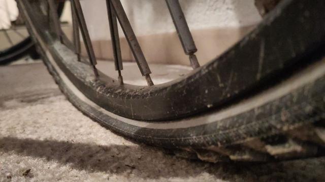 Plattes Rad eines Fahrrades