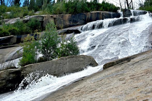 waterfall, freezing water, mountain river, High Country, Alpine river, white water, rocky,