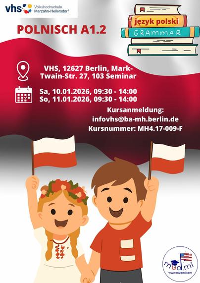Sprachkurs Polnisch A1.2 an der VHS Marzahn-Hellersdorf ab 10. Januar 2026
