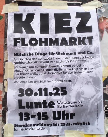 Plakat zum Flohmarkt am 30.11.2025