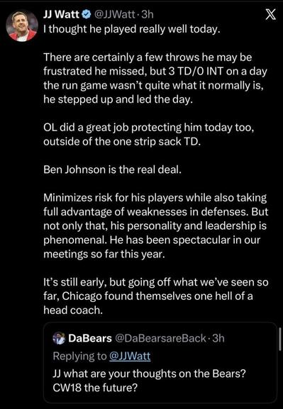 [JJ Watt] I thought [Caleb] played really well today.