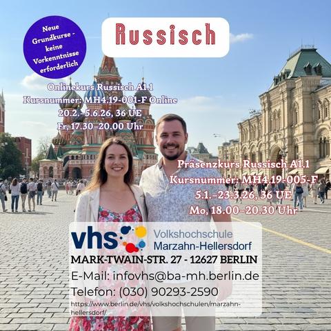 Kurswerbung für Russischkurse für Anfänger an der VHS Marzahn-Hellersdorf
