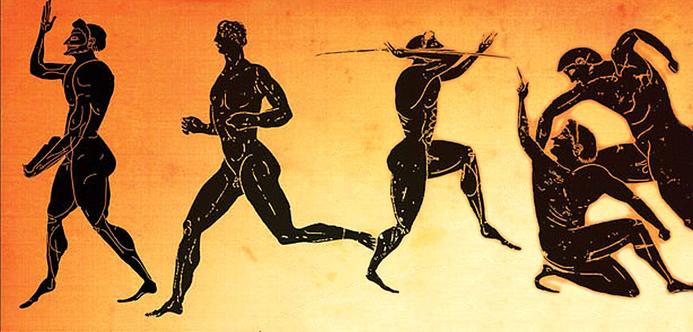 nude athletes on a Greek vase
