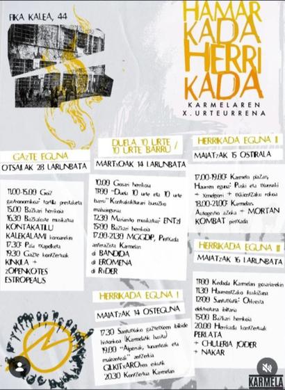 HAMARKADA HERRIKADA: KARMELAREN X. URTEURRENA (Duela 10 urte, 10 urte barru)