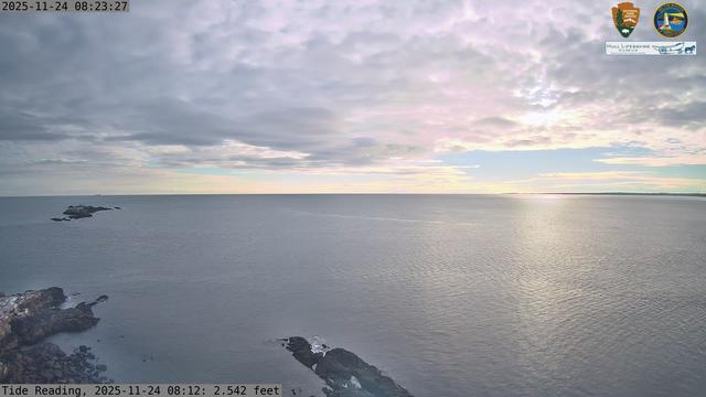 Camera looking east from Boston Light on Little Brewster Island. View looks toward the larger Massachusetts Bay.

Times reported are Eastern, tide data is reported from NOAA station 8443970 in Boston, Massachusetts relative to the Mean Lower Low Water (MLLW) tidal datum.