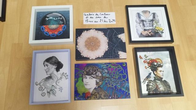 Mes portraits de femmes sont posés à même le sol et sont un mélange de photographie, dessin numérique et aquarelle réelle parfois.