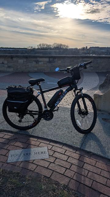 Black and red eBike at the Two Rivers Overlook
