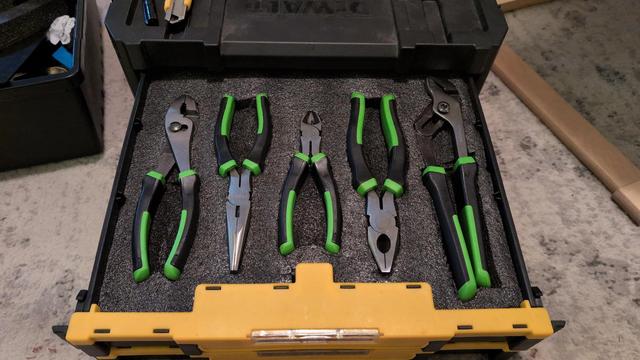 Pliers in cut foam in a tstak drawer
