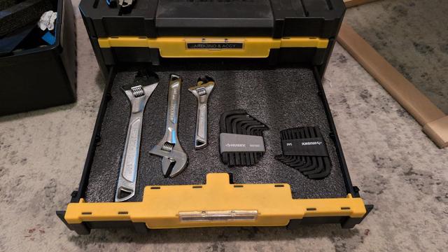 Wrenches in cut foam in a tstak drawer