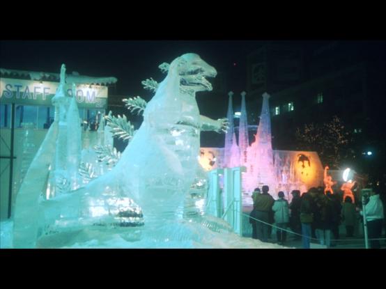 godzilla ice sculpture, from Mr. Moonlight (1991)