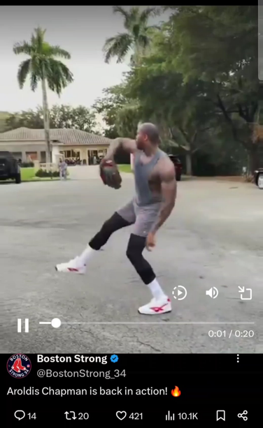 Wow Chapman is a Large Man, getting some work in for next season.