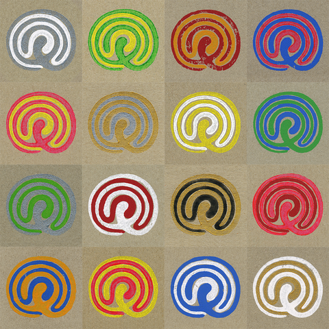 Labyrinth und Ariadnefaden, 16 zweifarbige Linoldrucke