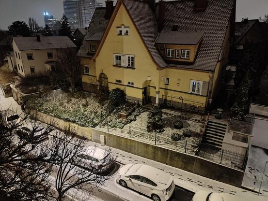 Snowy street in Linz