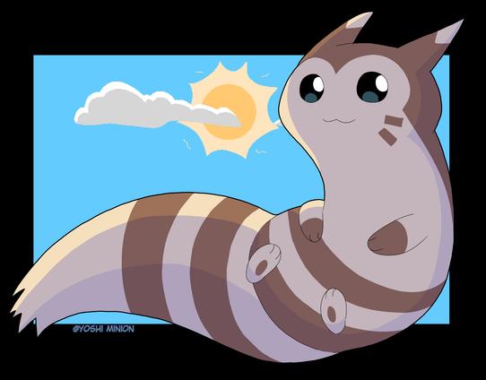 A digital drawing of Furret/Ootachi from Pokemon. It's a transparent image with a small skybox in the background.