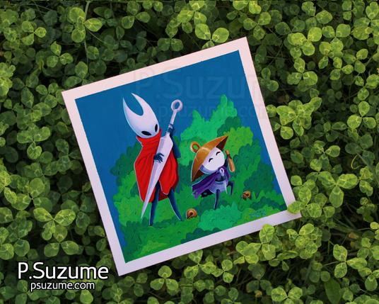 Hornet y sherma tocando felices. Gouache sobre papel arches. Los colores son tremendamente vibrantes.