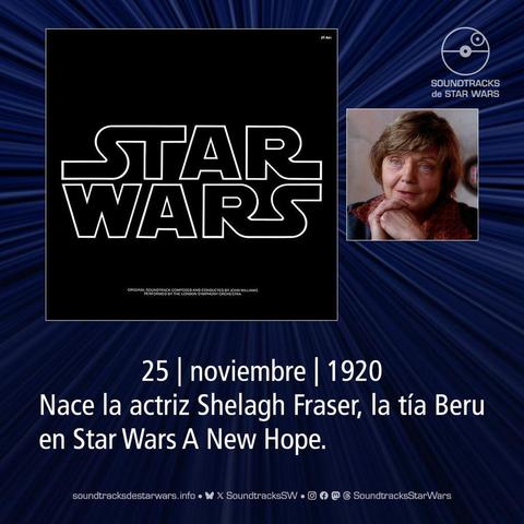 Portada del álbum de Star Wars de 1977, y una foto de la tía Beru./ Cover of the 1977 Star Wars album, and a photo of Aunt Beru.