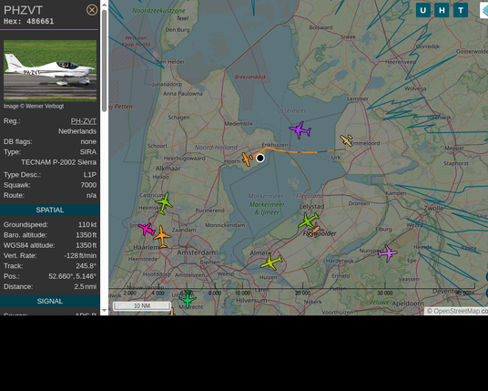 #PHZVT: Private (#Tecnam SIRA, registration: PH-ZVT)
Route: No route available
Min. distance: 0.9nm away @ 1400 ft
Heading: SW @ 104.0kts
Time: 15:56:35
 #ProbablyLanding #adsb #Venhuizen