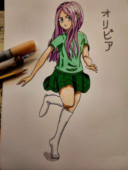 Colored drawing of a running girl