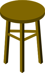 a simple three-legged stool in brown tones.

public domain clipart
http://runeman.org/clipart/2025/