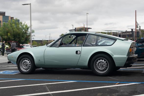Metallic seafoam-green vintage coupe.