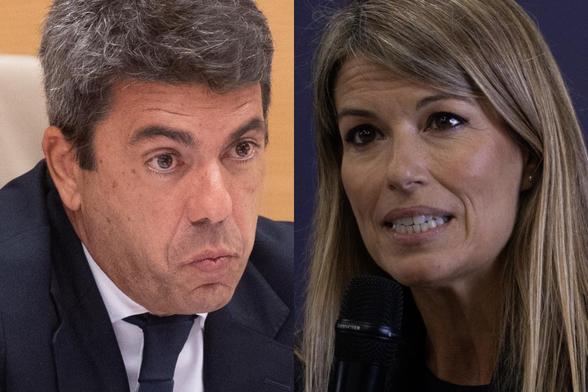 El presidente valenciano, Carlos Mazón, y la periodista Maribel Vilaplana, en sendas imágenes de archivo. (Getty Images)