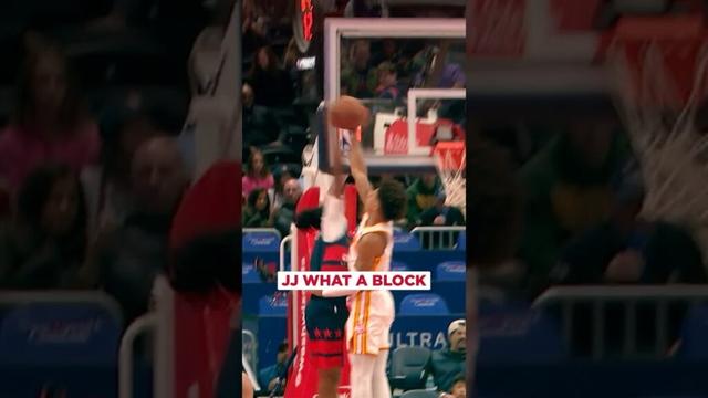 Jalen met him at the rim 😳😳 #nba #hawks #jalenjohnson #block