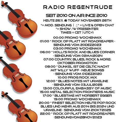 🇩🇪 Plakat mit den heutigen Radiosendungen. Bild (ohne Text): Pixabay, kein Bildquellennachweis erforderlich.
🇬🇧 Poster with details of today's radio shows. Image (without text): Pixabay, no image creds needed.