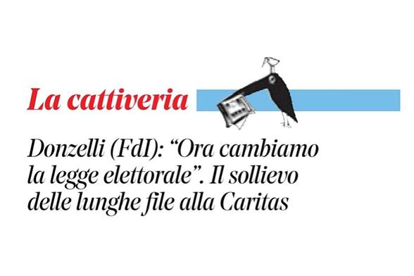 Donzelli (Fratelli d'Italia): “Ora cambiamo la legge elettorale”.

Il sollievo delle lunghe file alla Caritas.