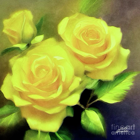 Painted Yellow Roses