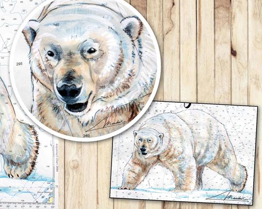 Zoom sur la peinture d'ours polaire.