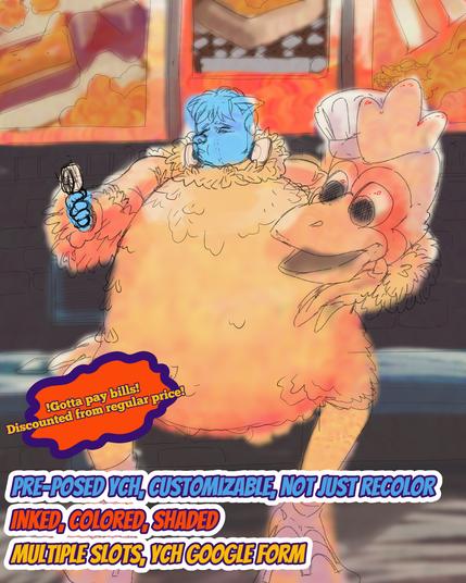 character sweating and having a hand fan blown at them as they are taking a break after a long day inside a chicken mascot costume