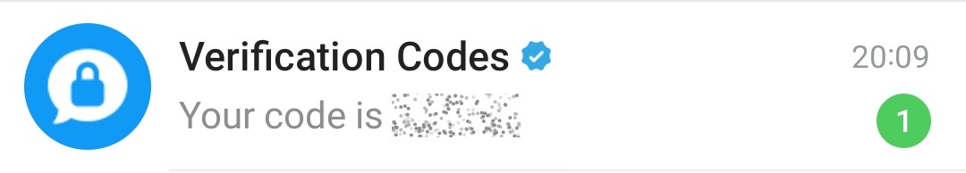 Screenshot von Telegram-Chat mit angeblichem DB "verification code".