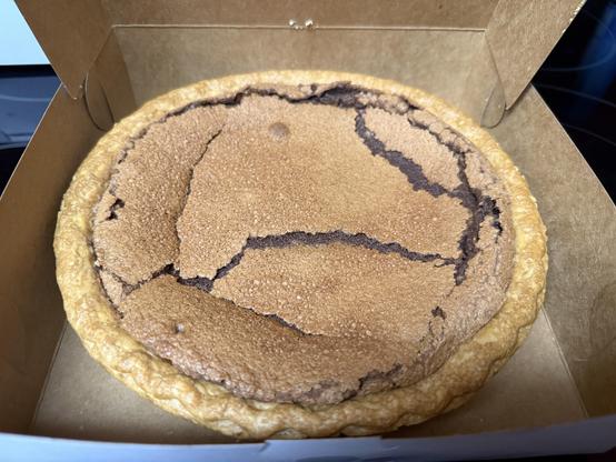 A picture of a chocolate pie.