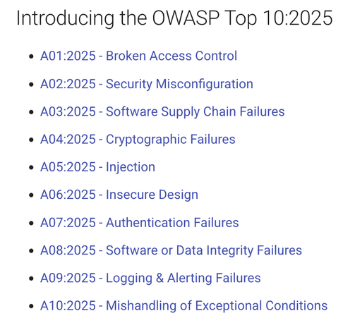 The new owasp top ten, the list of items