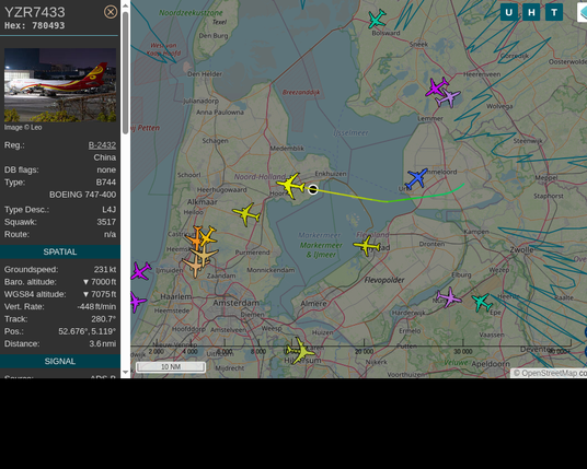 #YZR7433: Suparna Airlines (#Boeing B744, registration: B-2432)
Route: CKG-AMS: Chongqing Jiangbei International Airport -> Amsterdam Airport Schiphol
Min. distance: 0.0nm away @ 7000 ft
Heading: W @ 266.7kts
Time: 07:58:32
 #MovingQuickly #adsb #Venhuizen