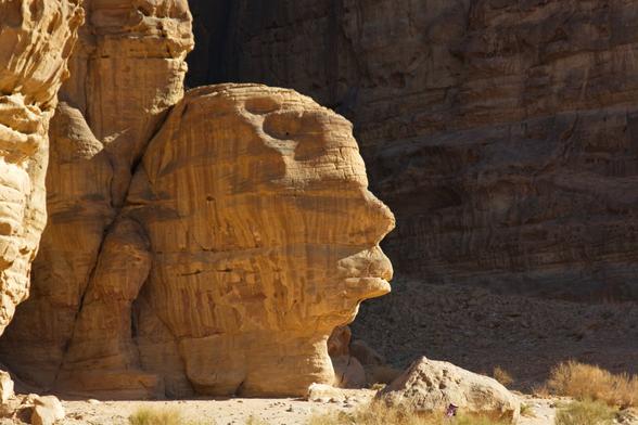 Sand rock in a shape of face