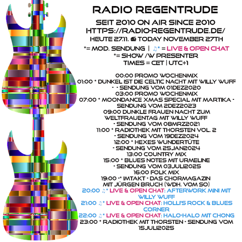 🇩🇪 Plakat mit den heutigen Radiosendungen. Bild (ohne Text): Pixabay, kein Bildquellennachweis erforderlich.
🇬🇧 Poster with details of today's radio shows. Image (without text): Pixabay, no image creds needed.