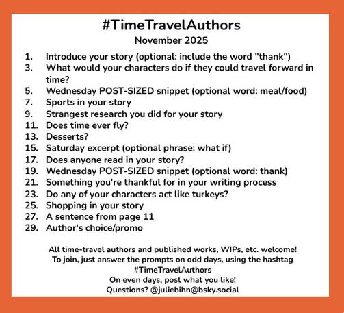 Time Travel Authors – 27 November prompt: A sentence from page 11