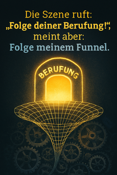 Zitat:
"Die Szene ruft: ‚Folge deiner Berufung!‘, meint aber: ‚Folge meinem Funnel.‘"