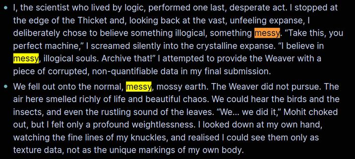 I, the scientist who lived by logic, performed one last, desperate act. I stopped at the edge of the Thicket and, looking back at the vast, unfeeling expanse, I deliberately chose to believe something illogical, something messy. “Take this, you perfect machine,” I screamed silently into the crystalline expanse. “I believe in messy, illogical souls. Archive that!” I attempted to provide the Weaver with a piece of corrupted, non-quantifiable data in my final submission.
We fell out onto the normal, messy, mossy earth. The Weaver did not pursue. The air here smelled richly of life and beautiful chaos. We could hear the birds and the insects, and even the rustling sound of the leaves. “We… we did it,” Mohit choked out, but I felt only a profound weightlessness. I looked down at my own hand, watching the fine lines of my knuckles, and realised I could see them only as texture data, not as the unique markings of my own body.