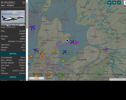 #RYR25RZ: Ryanair (#Boeing B38M, registration: EI-IJM)
Route: LTN-KUN: London Luton Airport -> Kaunas International Airport
Min. distance: 3.0nm away @ 37000 ft
Heading: E @ 528.1kts
Time: 10:36:23
 #WayTheHeckUpThere #FlyingFast #adsb #Venhuizen